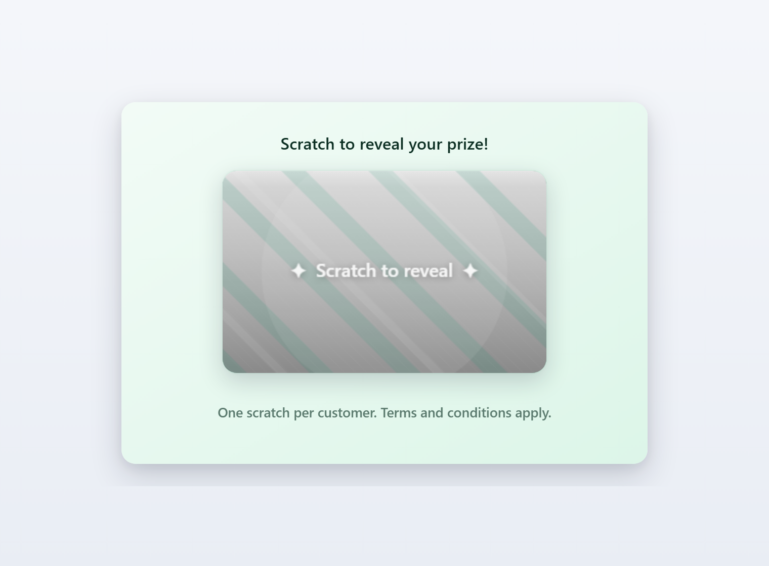 Interactive scratch card used instead of an email popup