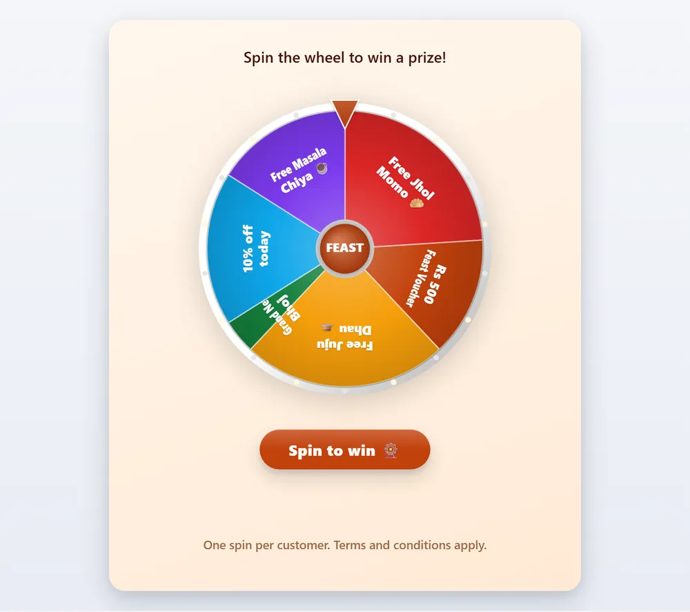 Spin-to-win lead capture game on an ecommerce store